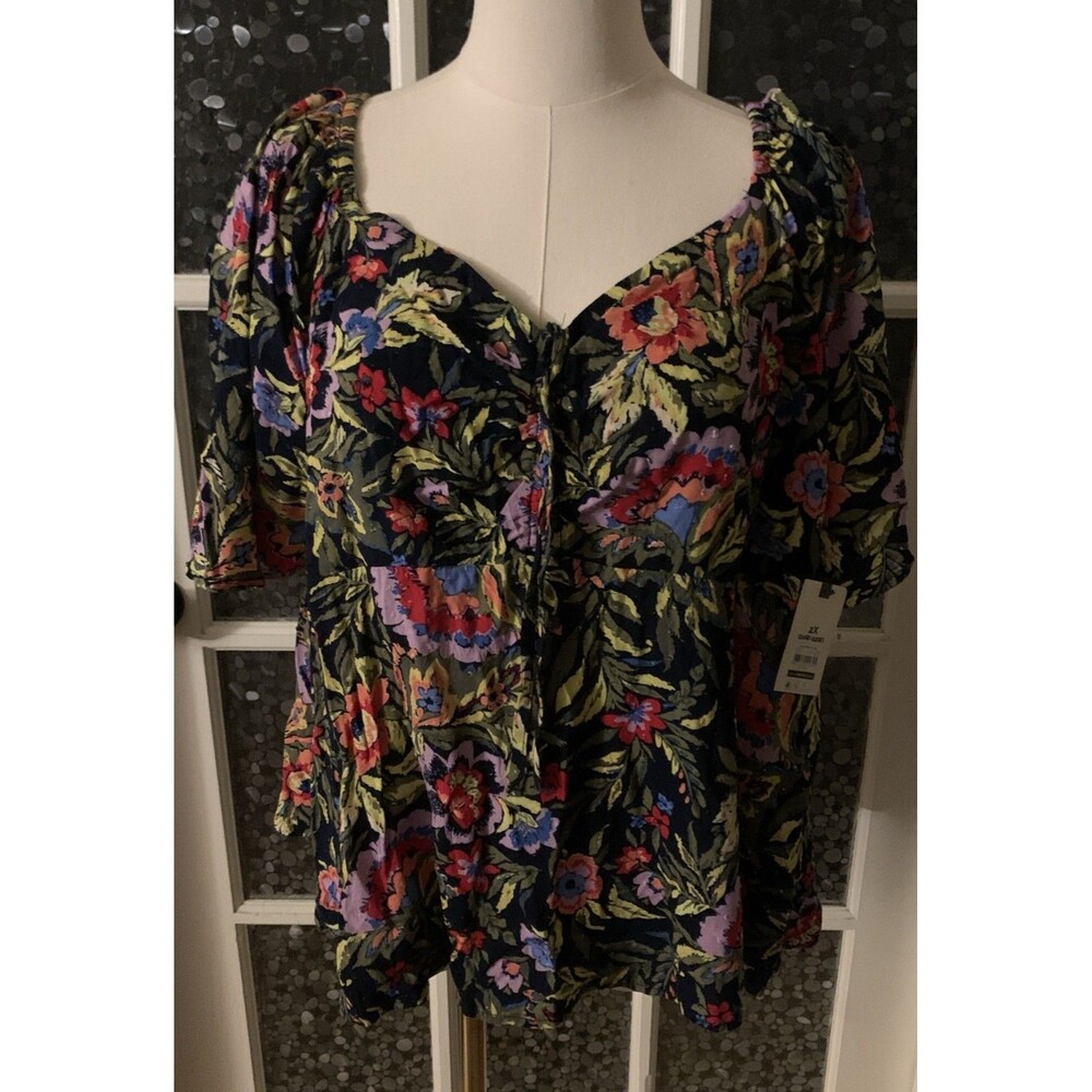 NWT Terra & Sky Top 2X Floral Spring Summer